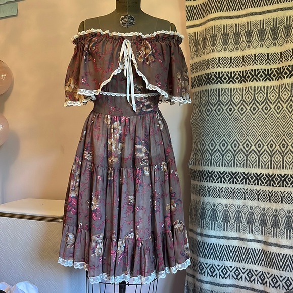 Vintage Gunne Sax A-Line Cotton-Blend Dress Cottagecore/Prairie - Picture 3 of 13